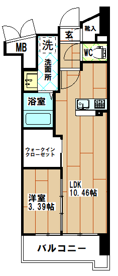 ウィングス西小倉 Bタイプ(1LDK)