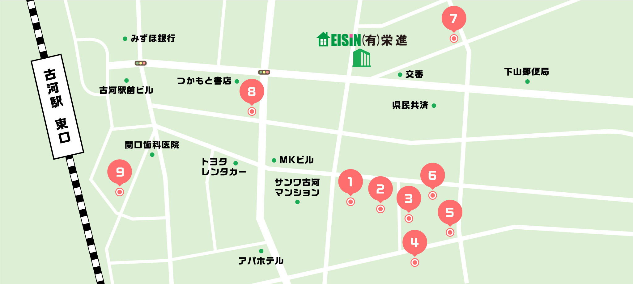 古河駅東口地図