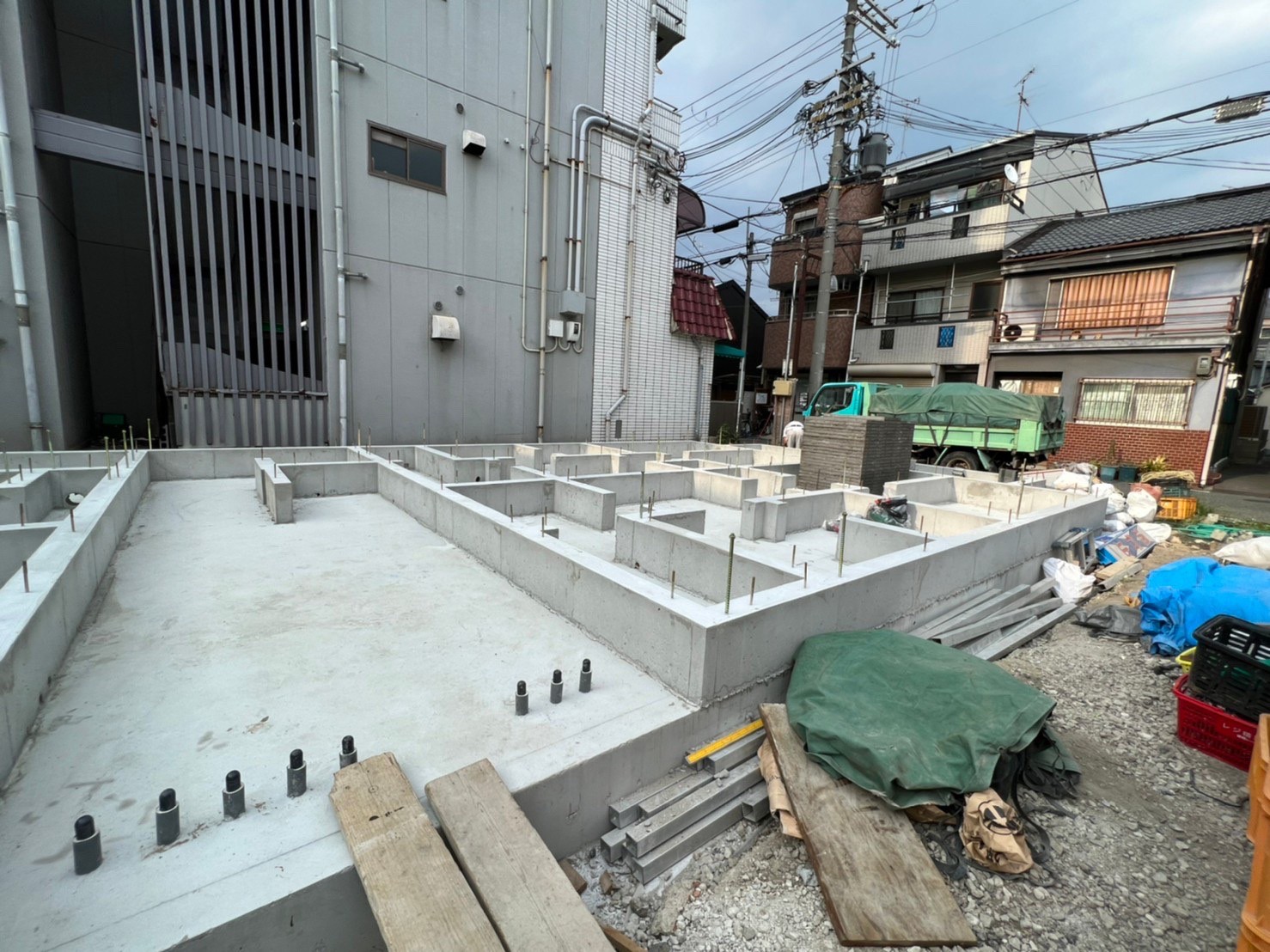 生野区鶴橋 立上りコン・基礎完成-11