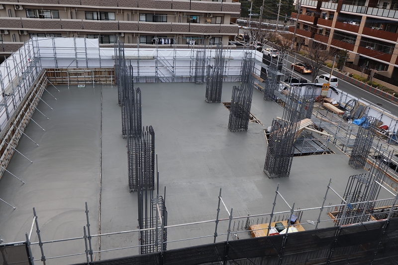 本社ビル建替え工事 1階生コン打設-13