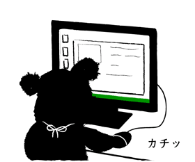 PCを操作するノブ太