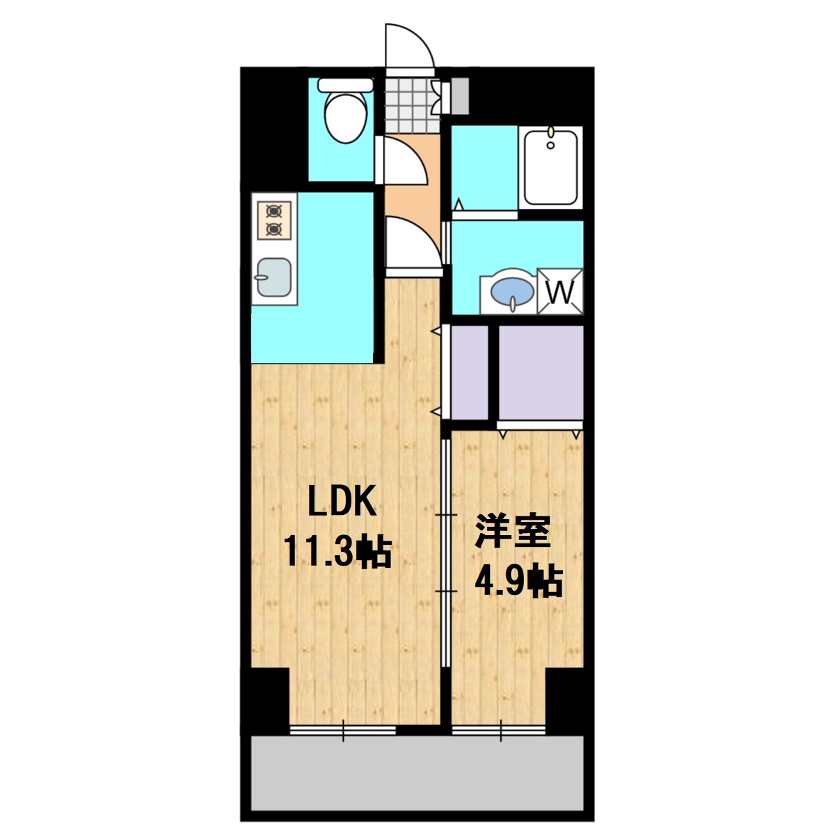 福山桐島マンション 1,2号左タイプ 畳数入り