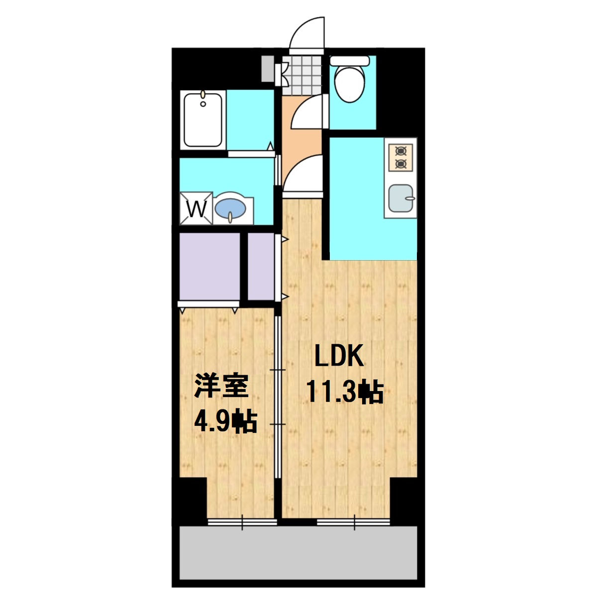 福山桐島マンション 3号右タイプ 畳数入り