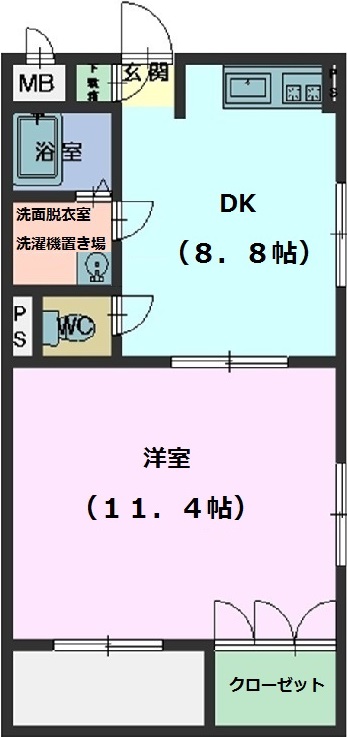 グレープマンション 1DK 間取り