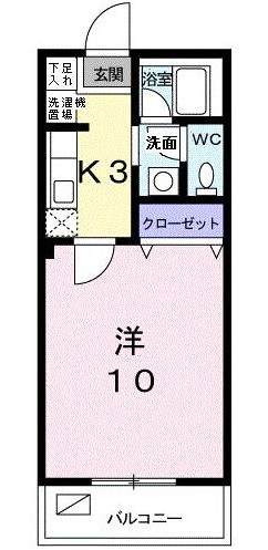 ヴェント・コルソ 1K 西条町下見 間取り