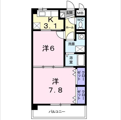 デスパシオB_2K_302号室_間取り