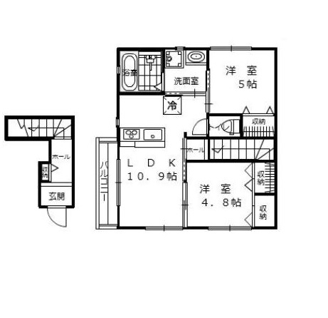 イーマⅢ 2LDK 201間取り