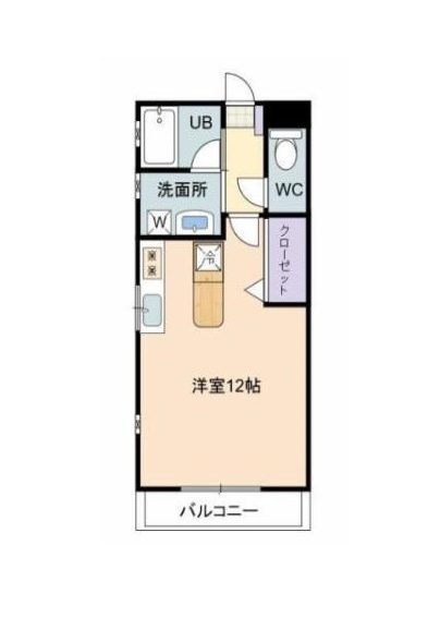 パークビスタ中央 303 1R 間取り