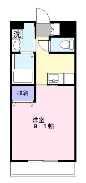 スタープラザ西条1Kタイプ間取り