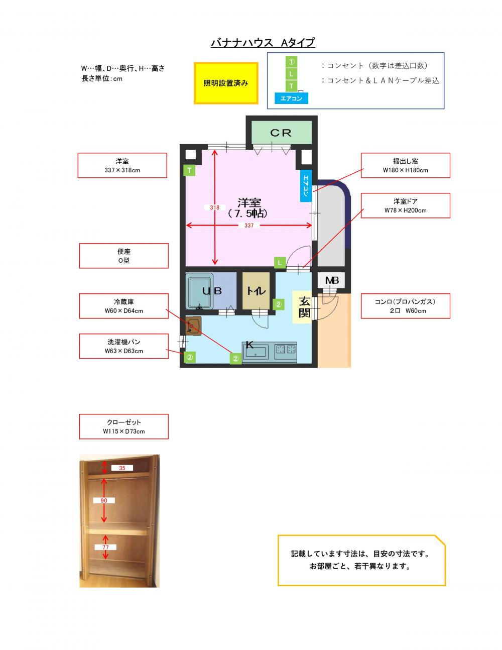 ☆バナナハウスA寸法表