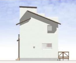 屋上バルコニーのある家 西立面図