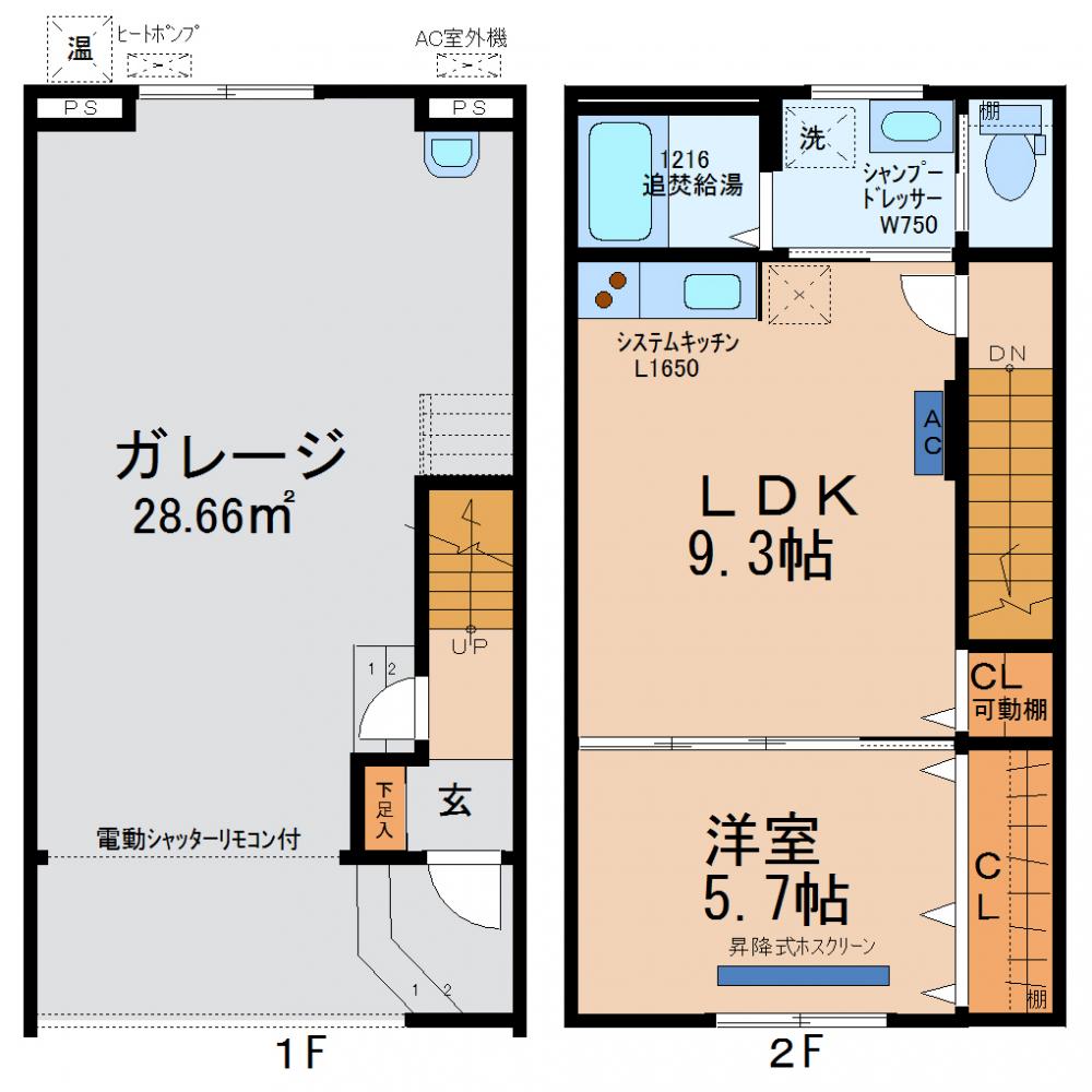 インナーガレージ賃貸 ８ｃａｓａ御経塚 野々市市御経塚4丁目 年12月完成