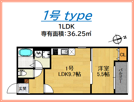 藤井寺／コンフォール道明寺駅西　1号間取り