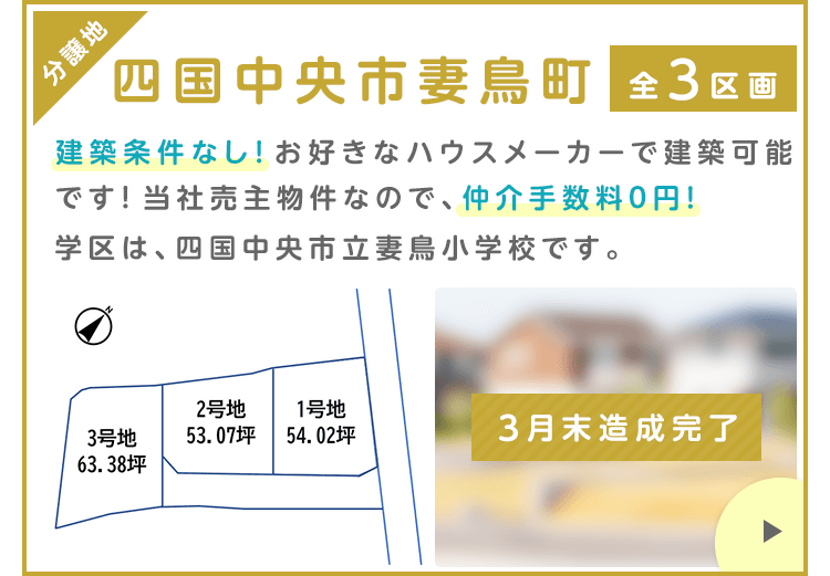 売買・こだわり特集・四国中央市妻鳥町　3区画