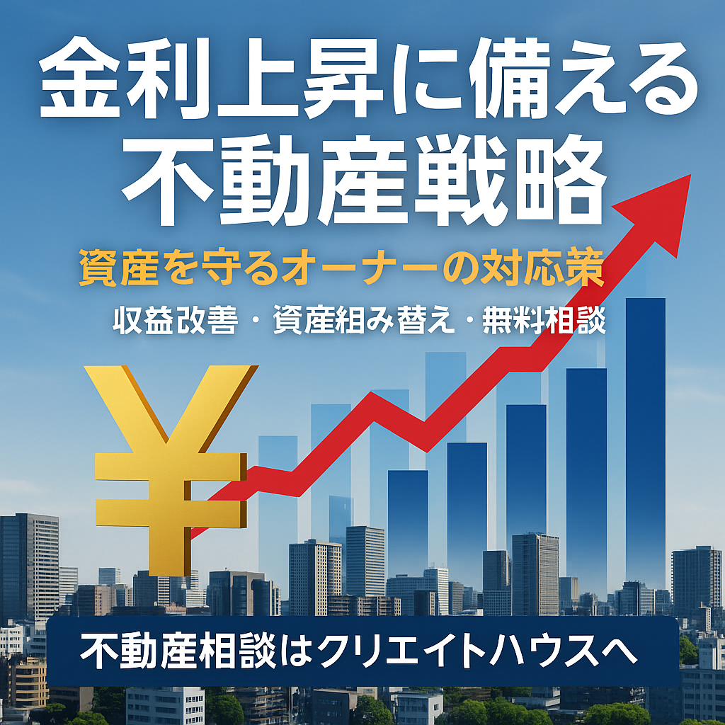金利上昇局面で不動産オーナーが取るべき対応｜岡山市の不動産市場に備える方法 | 岡山の不動産の売却買取ならクリエイトハウスへ